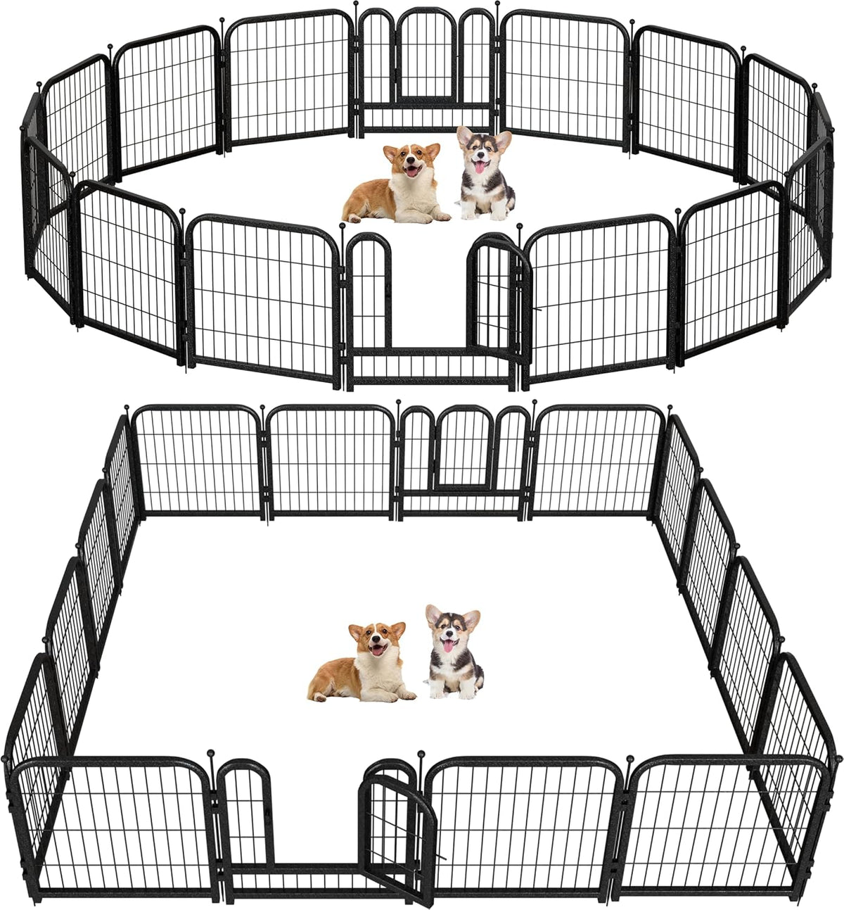 Metal Dog Playpen, 24" Inch Height 16 Panels, Ideal Dog Fence for Large/Medium/Small Dogs Indoor &
