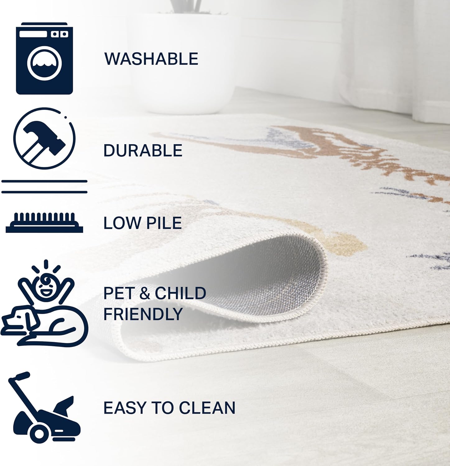 JONATHAN Y Machine-Washable Cream/Multi Runner Rug, 2x8, Kingdarr T-Rex Modern, Casual, Kids &