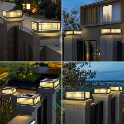 SLAWA Solar Post Light Fixture Exterior Pillar Light with LED Solar Power Column Caps Lamps