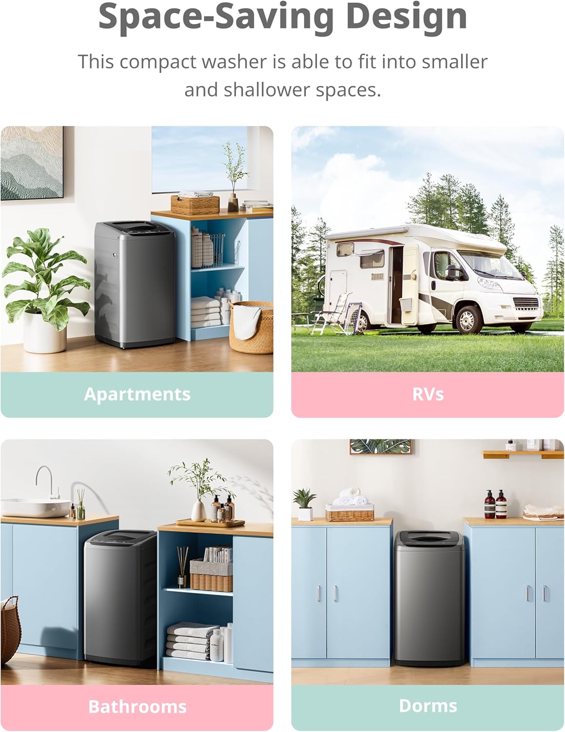 Comfee Portable Washing Machine, 0.9 cu.ft Compact Washer With LED Display, 5 Wash Cycles, 2