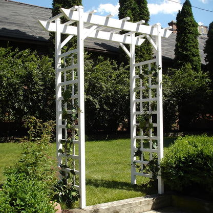 Dura-Trel Providence Arbor, Vinyl Garden Archway for Outdoors, 64" x 85", White - Backyard