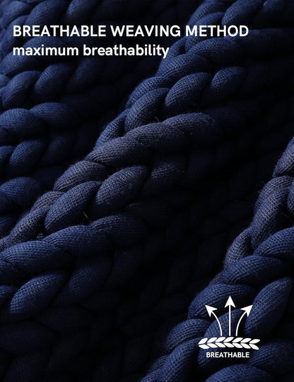 YnM Chunky Throw Blanket, Medium-Weight, Hand Knitted, Skin Friendly, Ventilated and Breathable