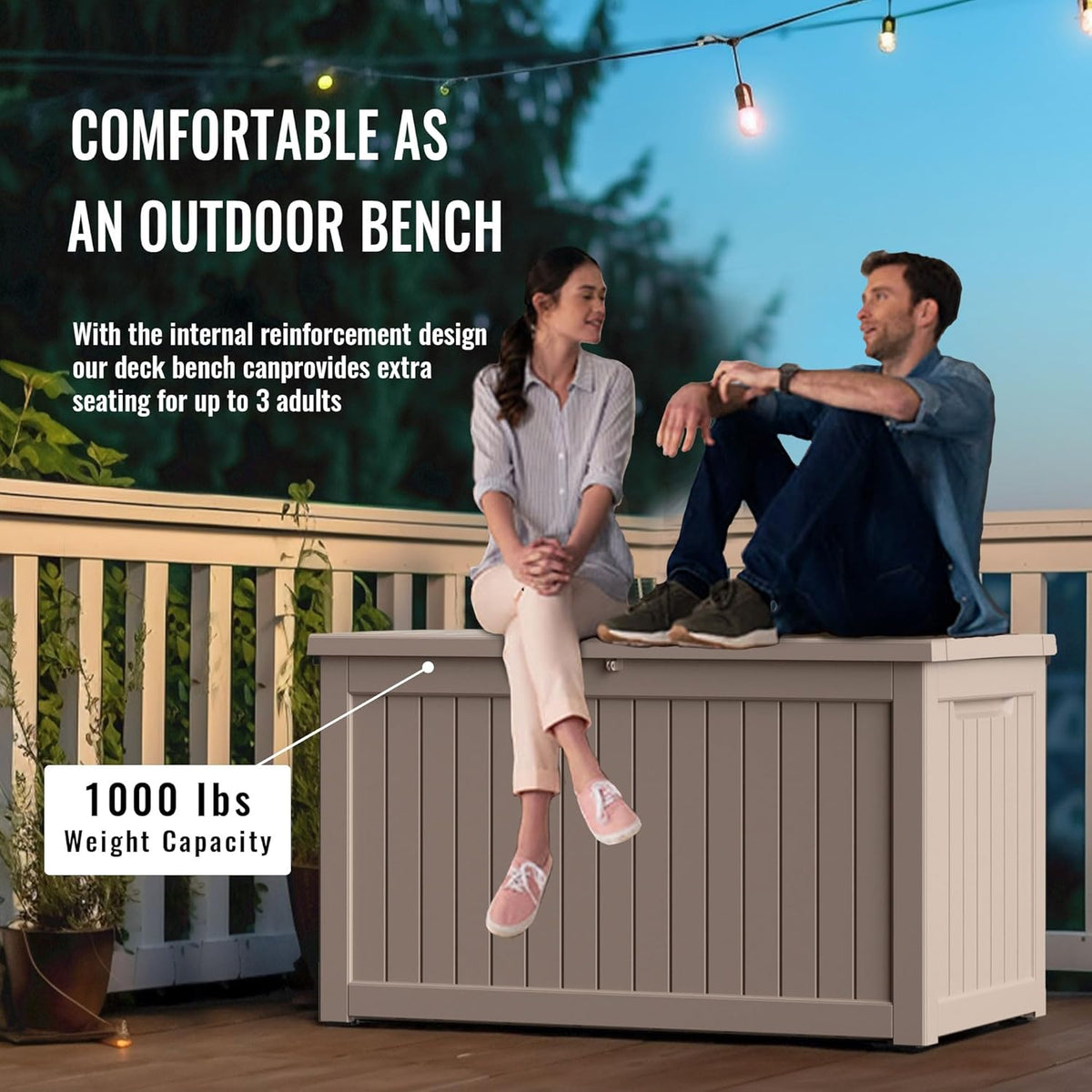 DRATO 230 Gallon Deck Box, Waterproof Resin Large Outdoor Storgae Box for Patio Furniture, Patio