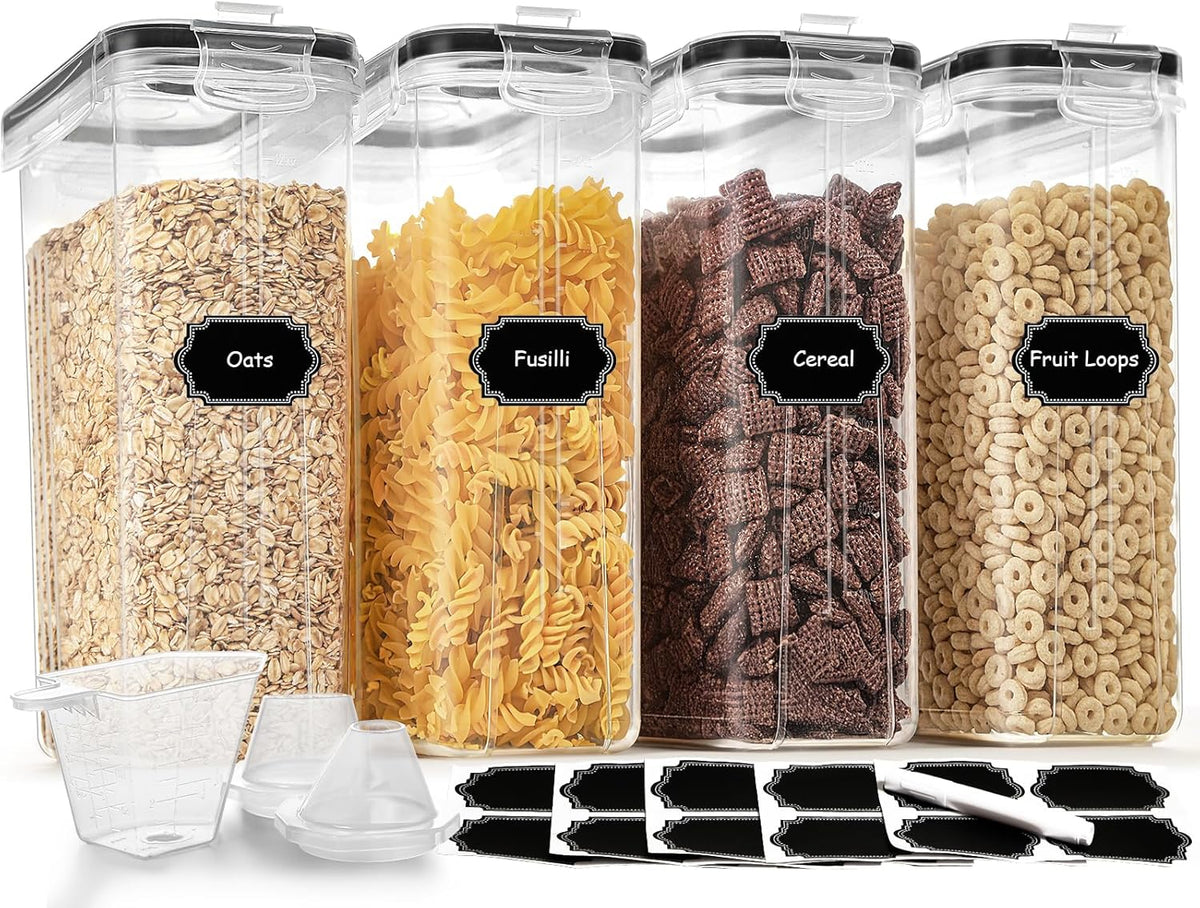Cereal Containers Storage Set (4L / 135.2oz), 4PCS Airtight Food Storage Containers with Lids
