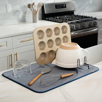 S&T INC. Dish Drying Mat XL, 18” x 24”, Absorbent Microfiber Kitchen Counter Mat, Dish Drying Pad