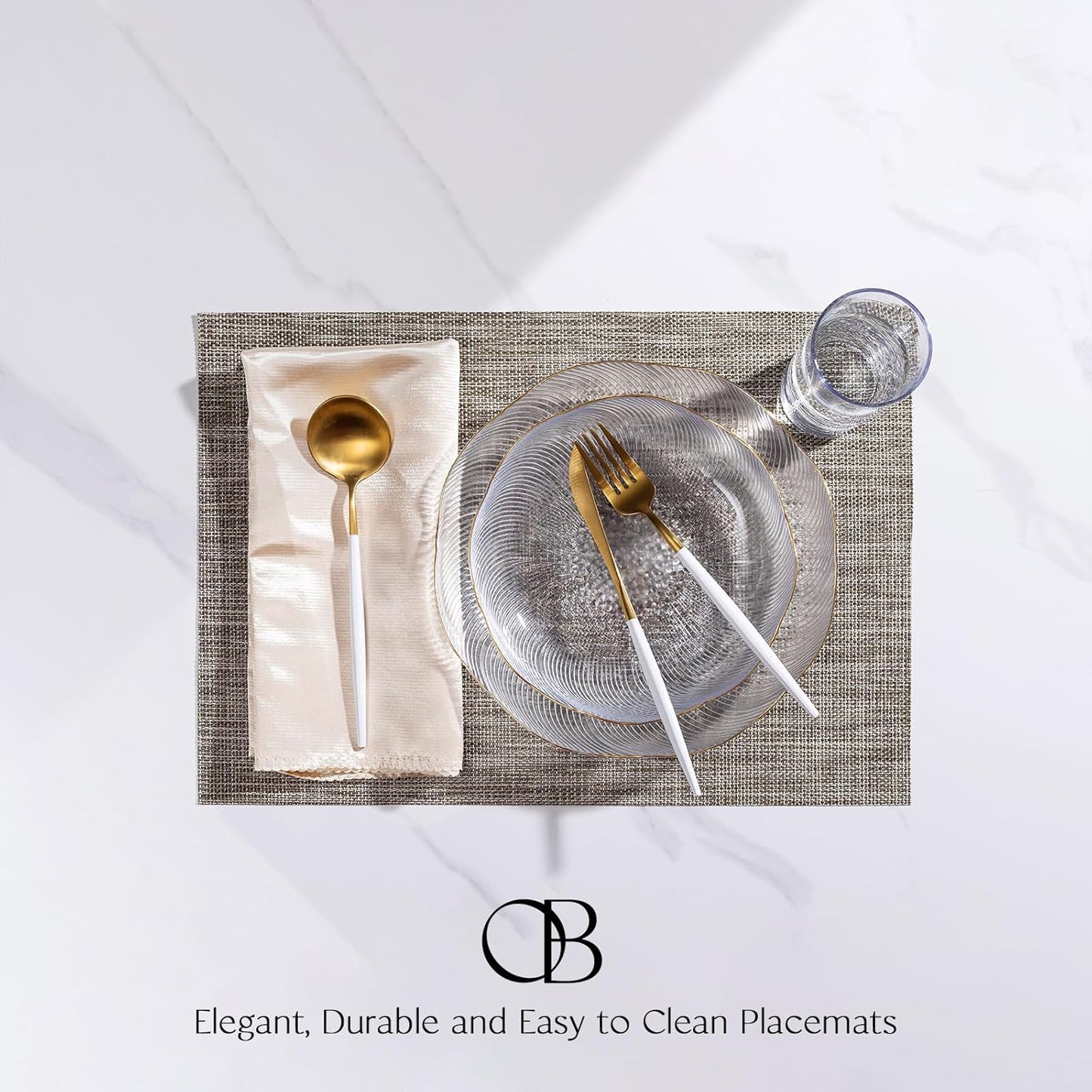 Placemats Set of 4 - Easy Clean Woven Vinyl Placemats for Dining Table, Indoor/Outdoor Place Mats