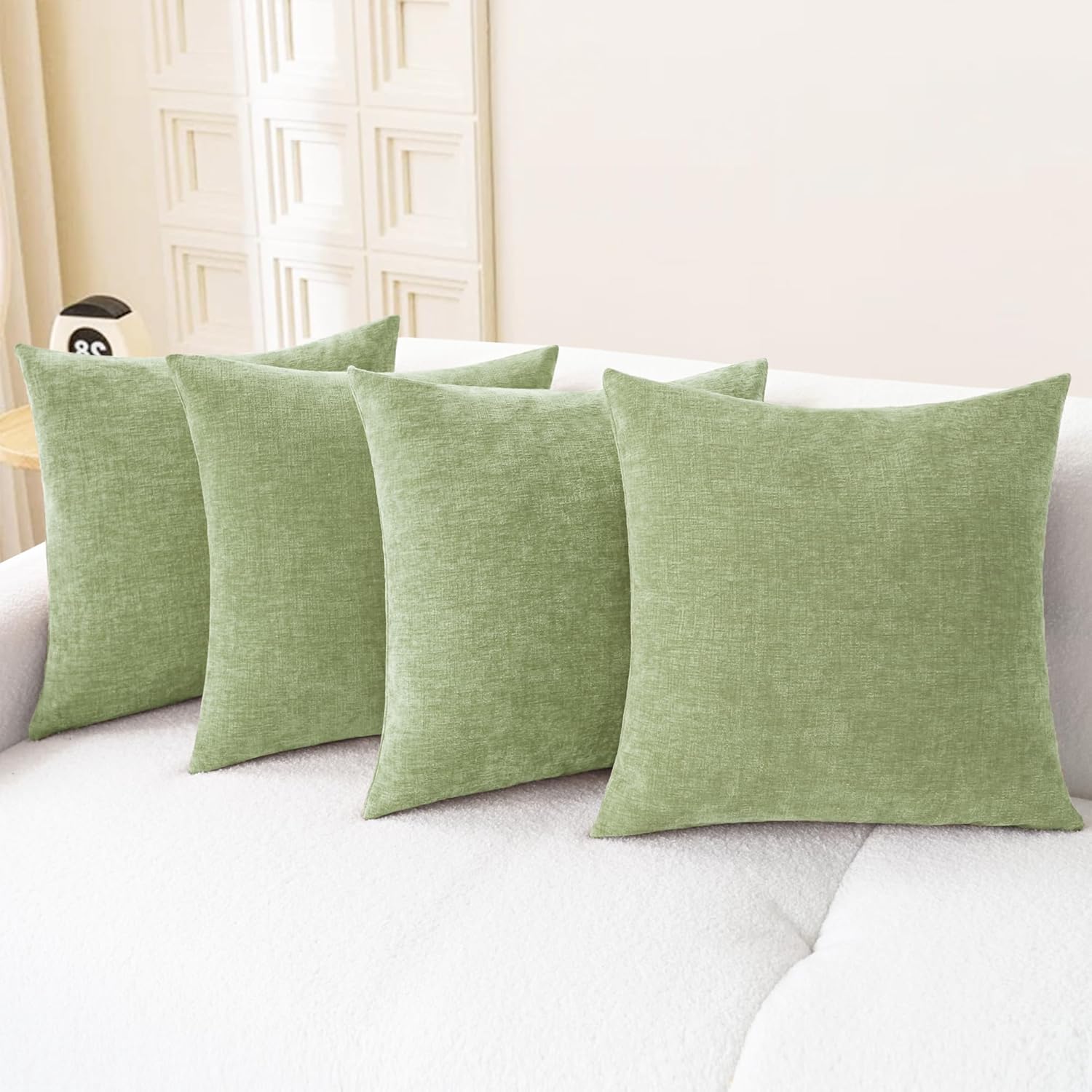 CaliTime Throw Pillow Covers Decorative 18 X 18 Inches Pack of 4 Cozy Chenille Cushion Cases for