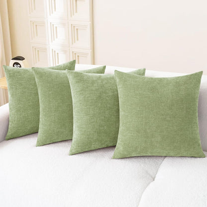 CaliTime Throw Pillow Covers Decorative 18 X 18 Inches Pack of 4 Cozy Chenille Cushion Cases for