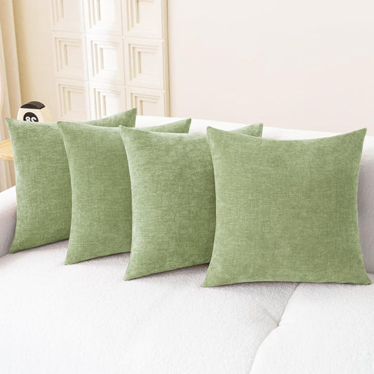 CaliTime Throw Pillow Covers Decorative 18 X 18 Inches Pack of 4 Cozy Chenille Cushion Cases for