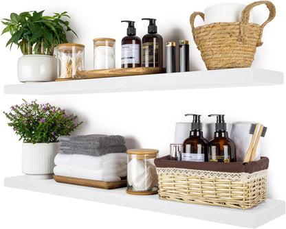 BGMG Wood Floating Shelves 36 inch Long, Wide Rustic Wooden Wall Shelves for Bathroom Living Room