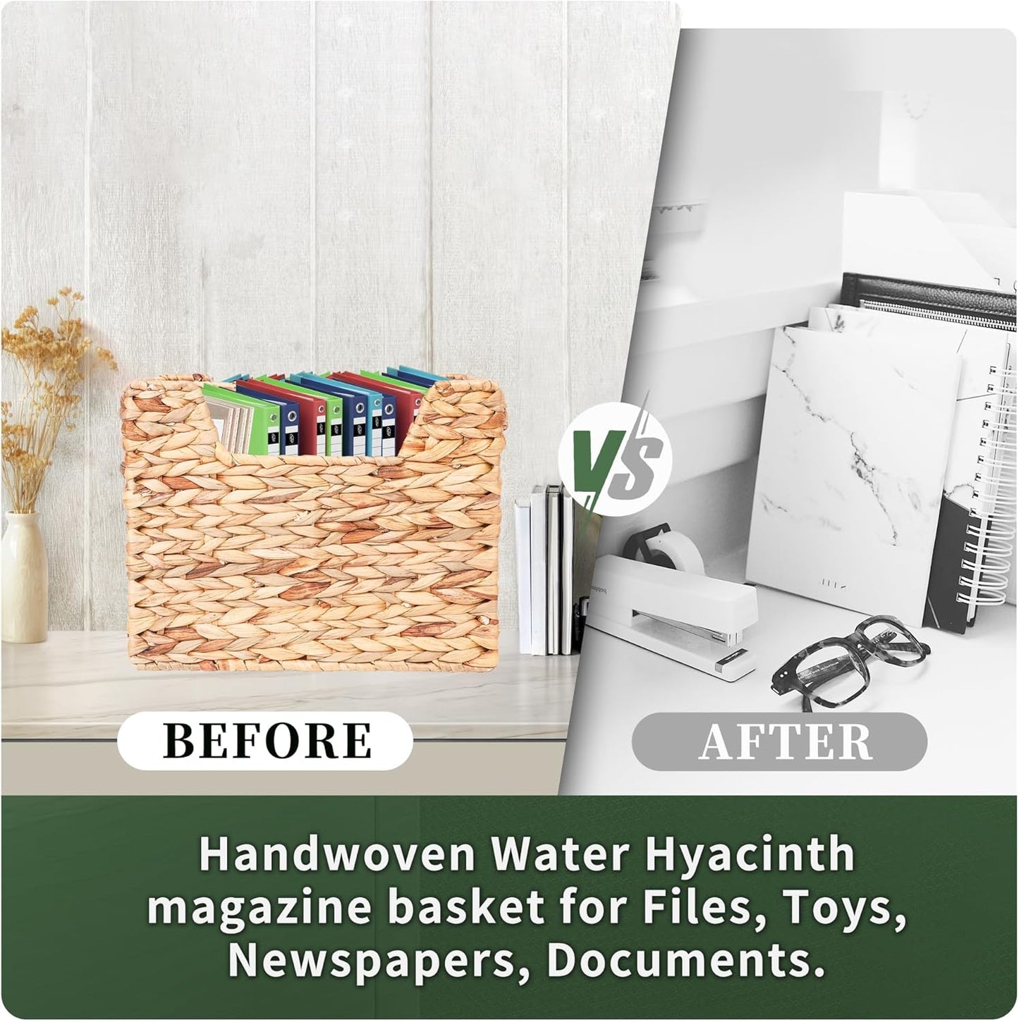 Magazines Holder - Wicker Magazine Rack, Handwoven Magazine Holders for Bathroom, Magazine