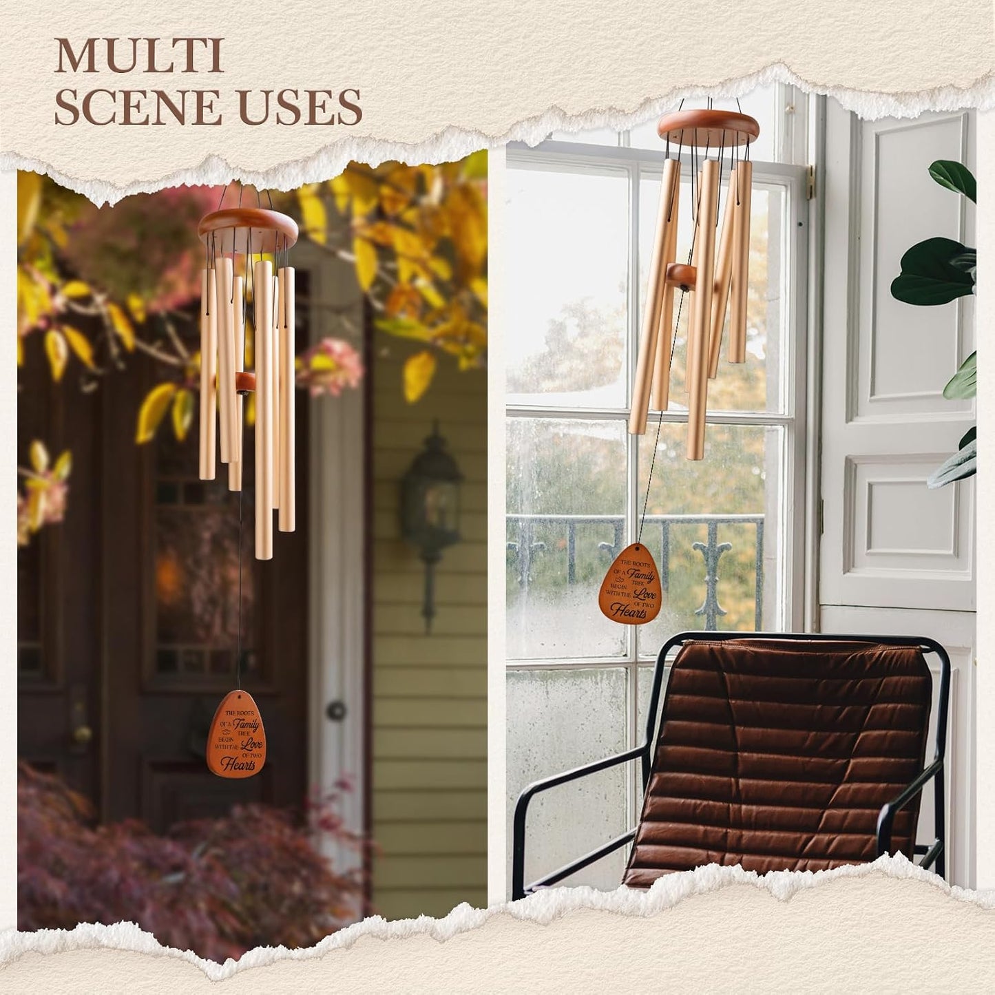 60th Wedding Anniversary Wind Chime, Happy 60th Anniversary Romantic Gifts for Couple, Parents