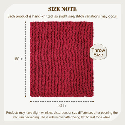 Carriediosa Chunky Knit Throw Blanket 50" X 60", 100% Hand Made Large Chenille Loop Yarn Soft