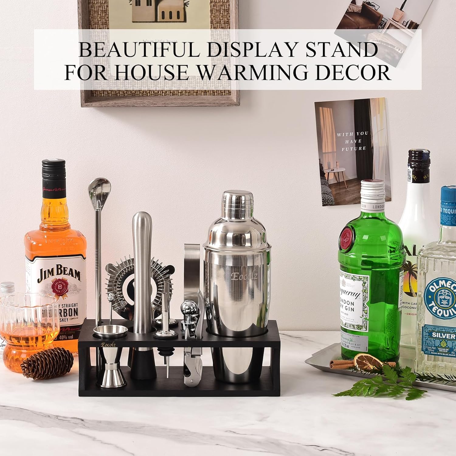 Bartender Kit Cocktail Shaker Set with Stand 17-Piece Bar Tool Bar Set for Drink Mixing Home