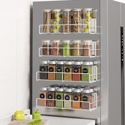 4 Pack Magnetic Spice Rack Organizer, Space Saver for Refrigerator and Microwave Oven, Metal Fridge
