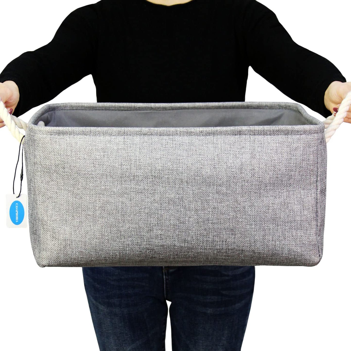 Casaphoria Storage Basket Fabric Basket with Rope Handles,Storage Containers for Bedroom Decor Book