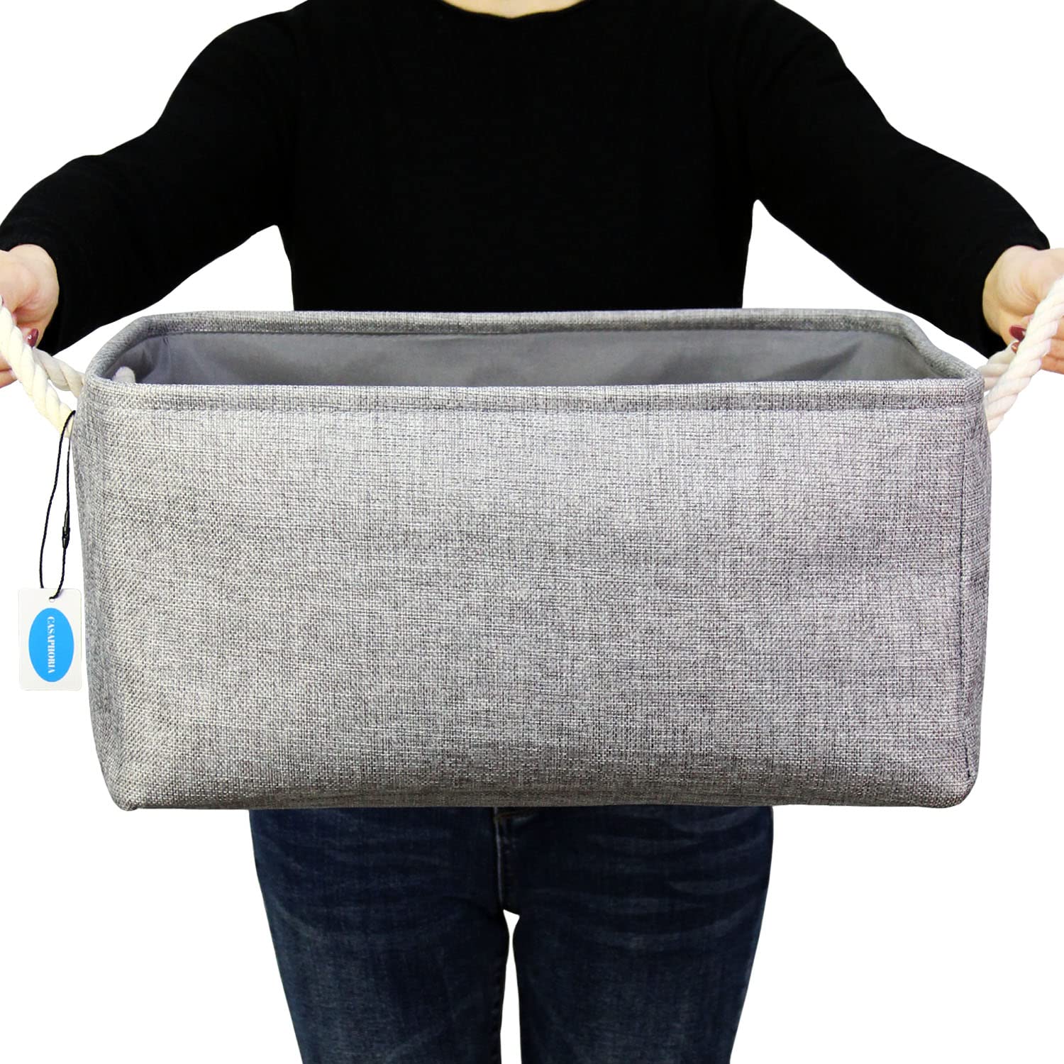 Casaphoria Storage Basket Fabric Basket with Rope Handles,Storage Containers for Bedroom Decor Book
