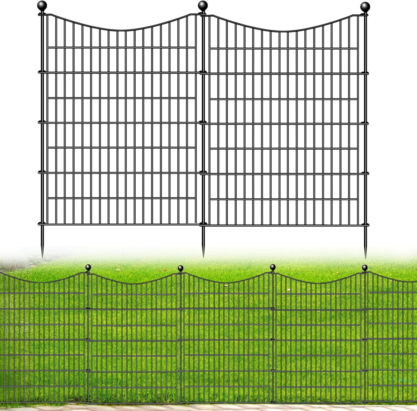 5 Panels No Dig Dog Fence Outdoor for Yard, 40 in(H) X 12 ft(L) Decorative Tall Garden Fence Animal