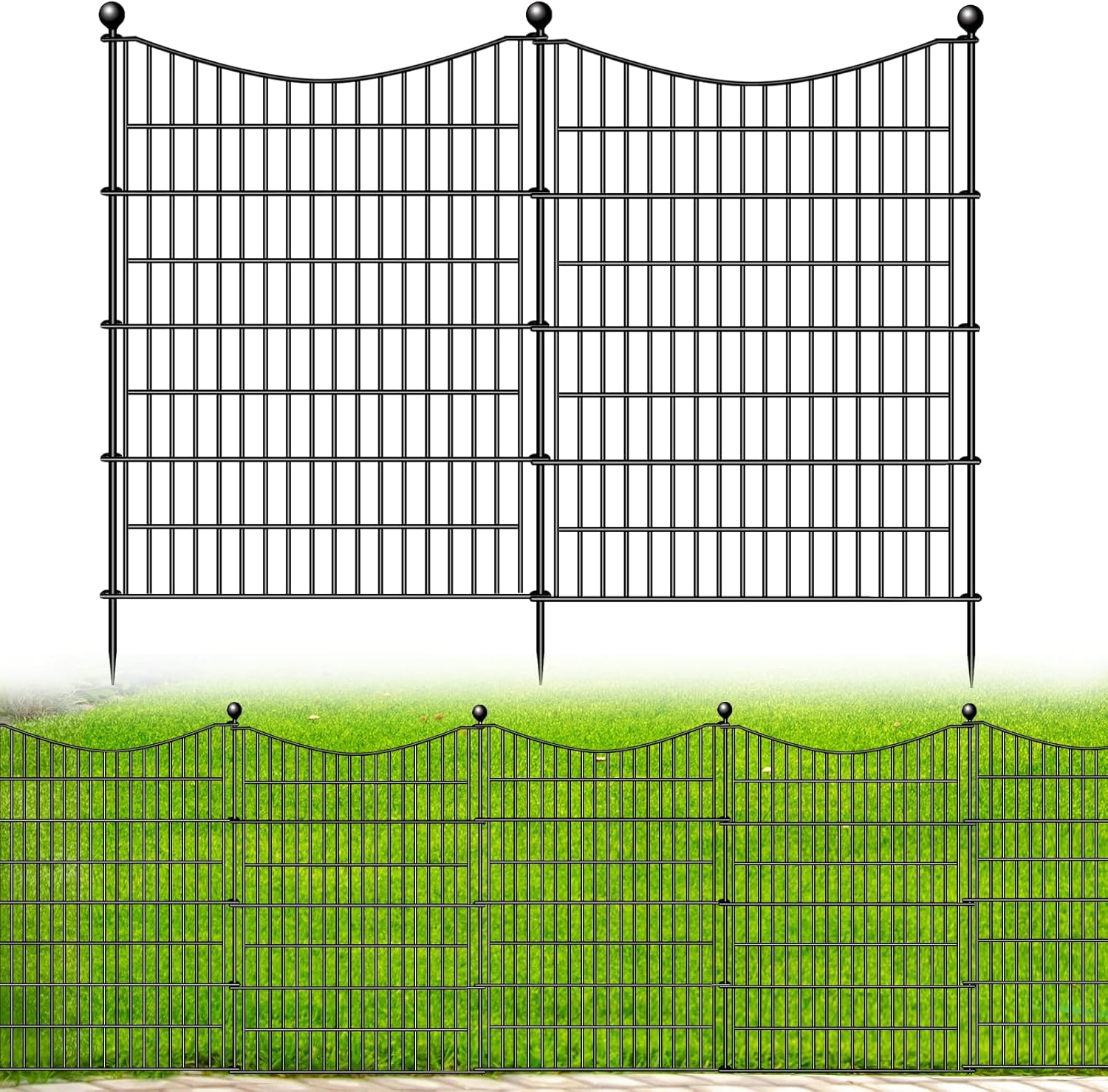 5 Panels No Dig Dog Fence Outdoor for Yard, 40 in(H) X 12 ft(L) Decorative Tall Garden Fence Animal