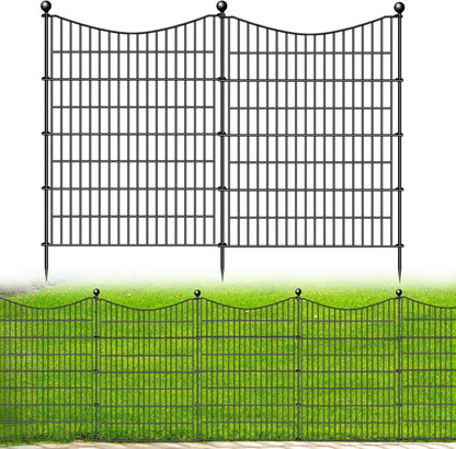5 Panels No Dig Dog Fence Outdoor for Yard, 40 in(H) X 12 ft(L) Decorative Tall Garden Fence Animal