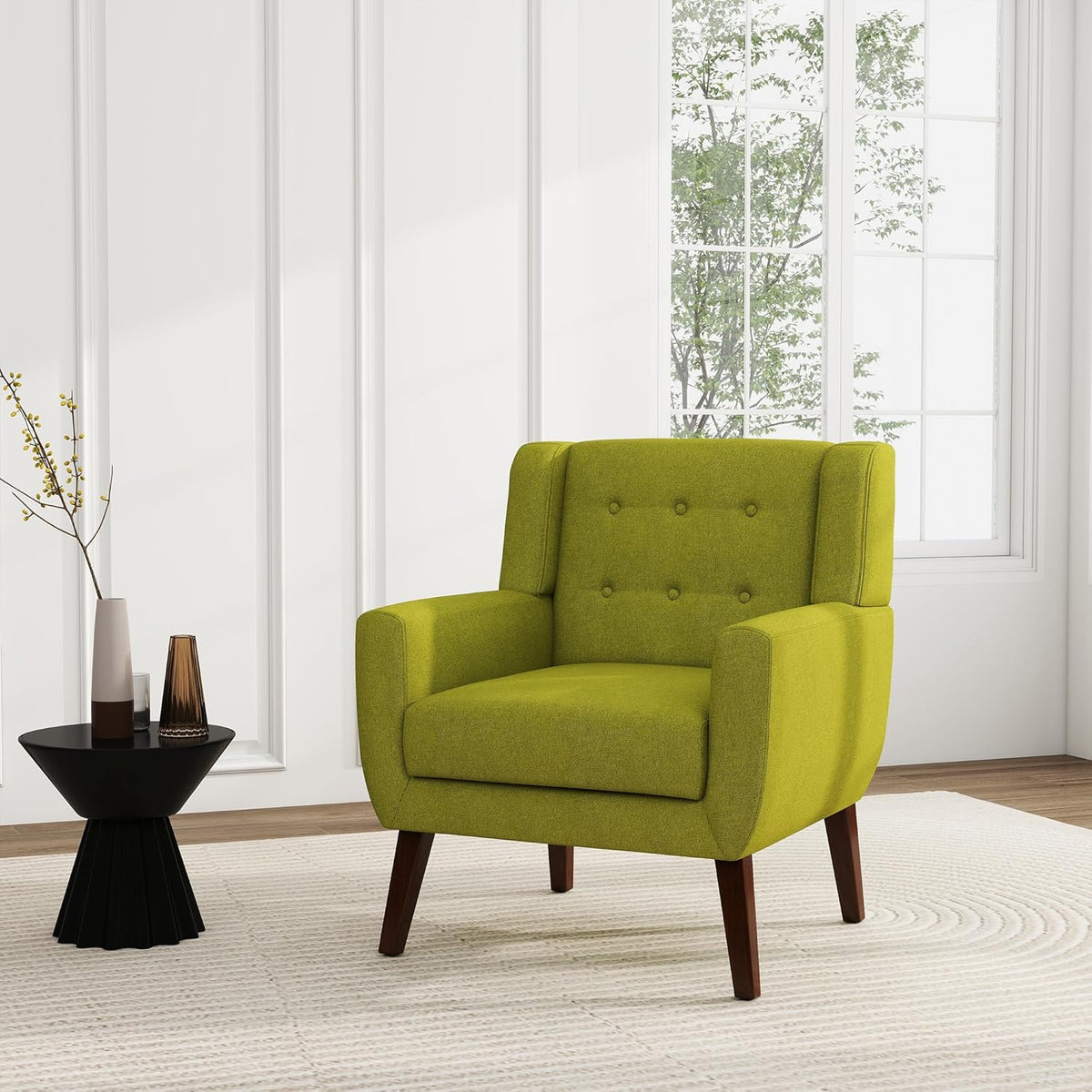 UIXE Accent Chair, Modern Upholstered Armchair in Fabric for Living Room, Comfy Club Arm Chairs