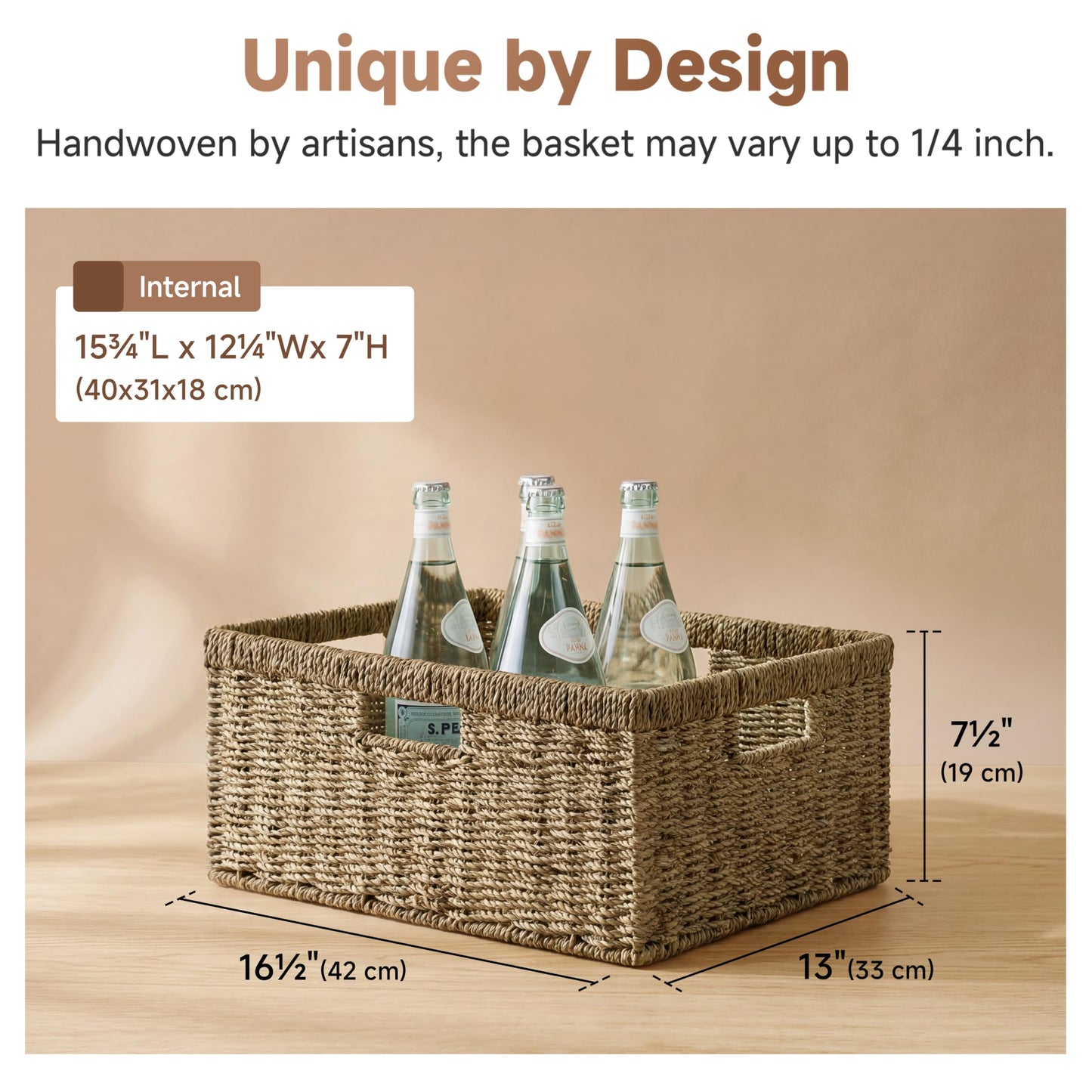 StorageWorks Extra Large Wicker Basket, Seagrass Storage Basket, 1-Pack