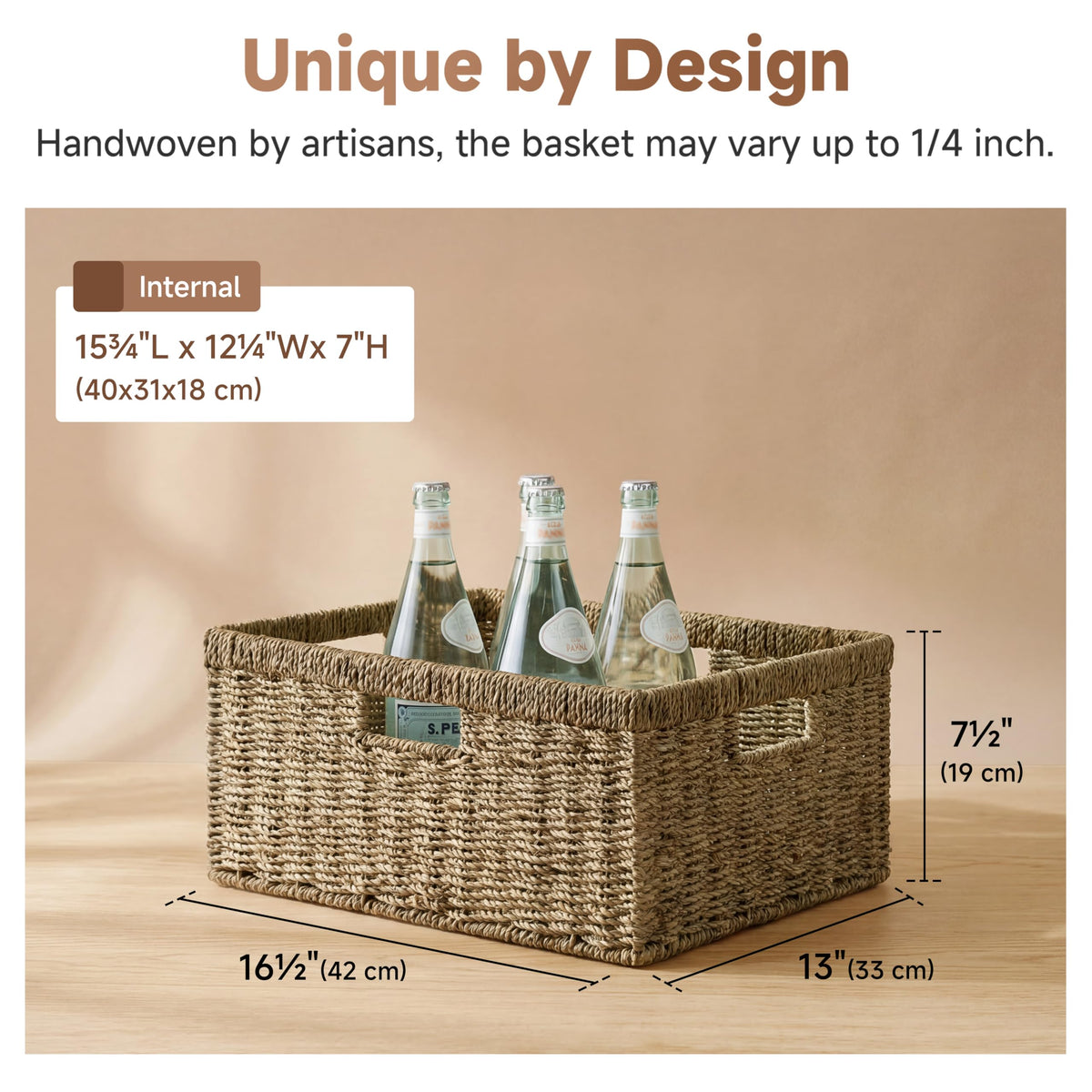 StorageWorks Extra Large Wicker Basket, Seagrass Storage Basket, 1-Pack
