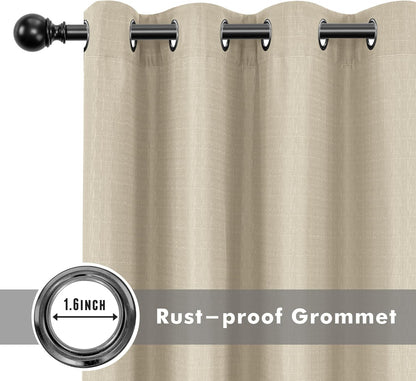 HolidayIdeas Linen Outdoor Curtains for Patio Waterproof 4 Panels Cream Outside Curtains 84 inch