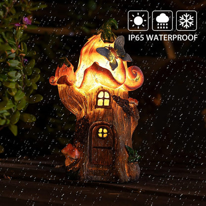 Fairy Garden Accessories Outdoor Statues, Mushroom House Decor,Large Gnome Solar Powered Lights
