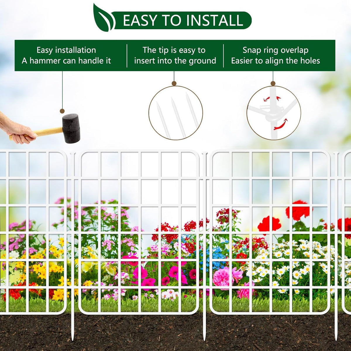 30ft x 17in Garden Fence Animal Barrier, 28 Panels No Dig Fence Border, Rustproof Metal Decorative