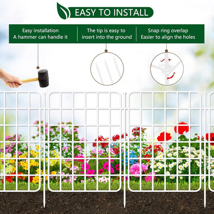 30ft x 17in Garden Fence Animal Barrier, 28 Panels No Dig Fence Border, Rustproof Metal Decorative