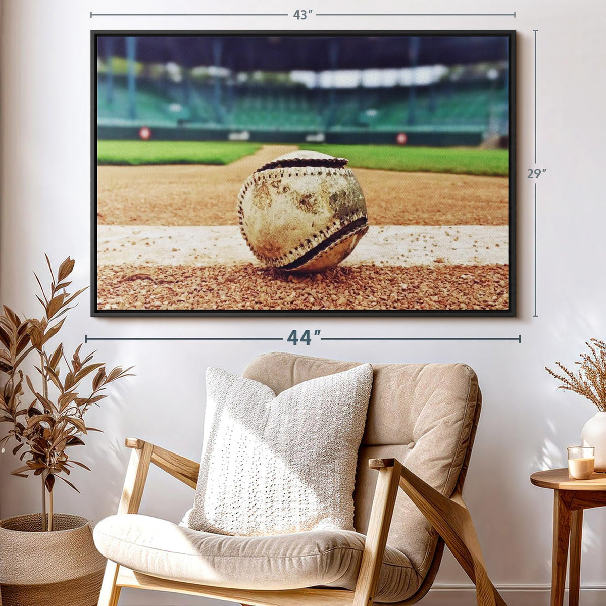 ElephantStock Baseball In Stadium Wall Art - Horizontal Framed Canvas - 1-Piece Living Room Wall