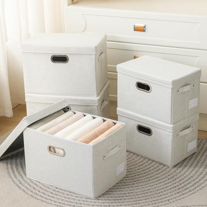 PRANDOM Large Collapsible Storage Bins with Lids [3-Pack] Fabric Foldable Storage Boxes Organizer