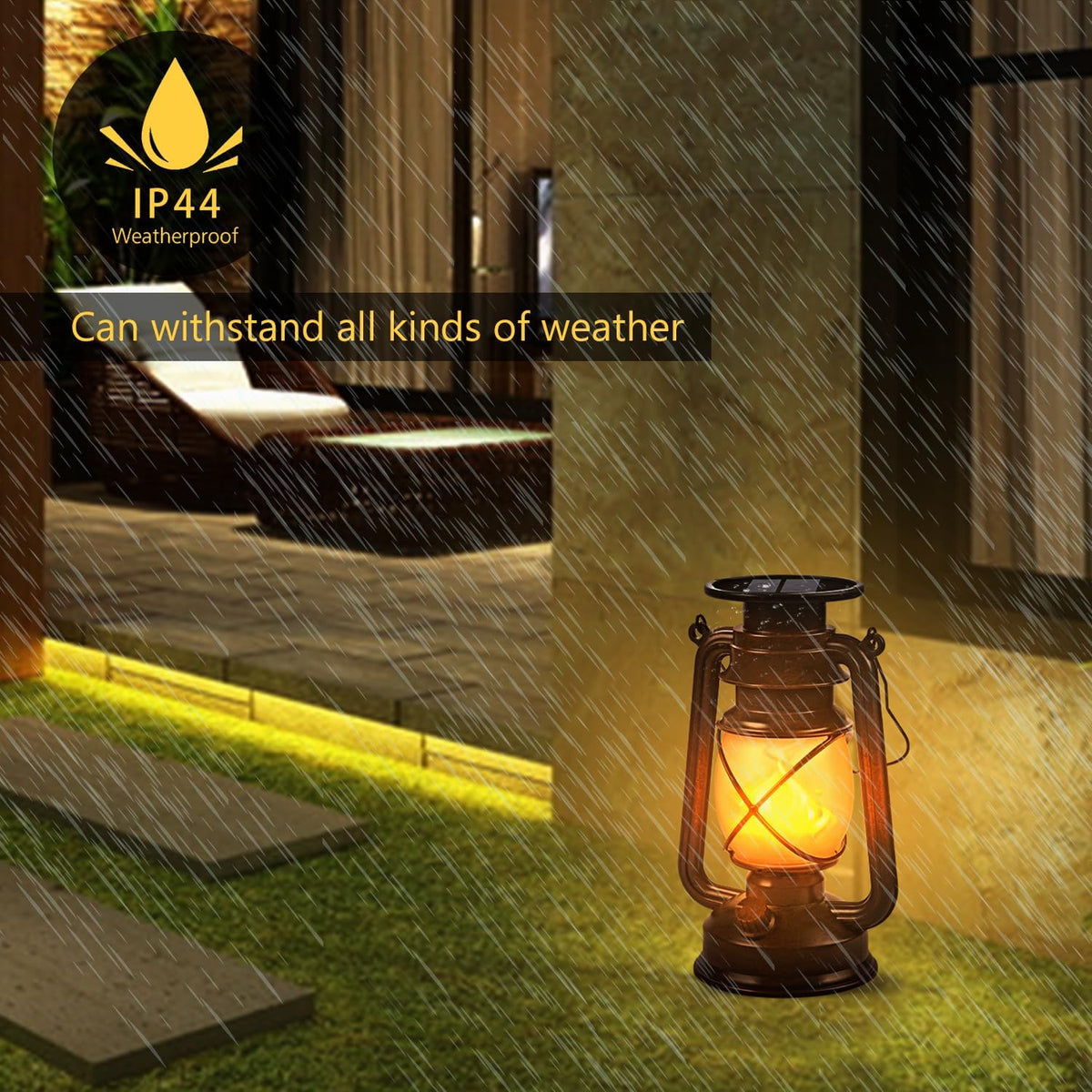 Solar Lantern Outdoor Hanging Solar Lights Dancing Flame Led Waterproof Camping Lamps, Landscape