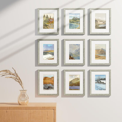 Vittanly 8x10 Picture Frames Set of 9, Shatter Resistant Plexiglass, Display 5x7 Pictures with Mat
