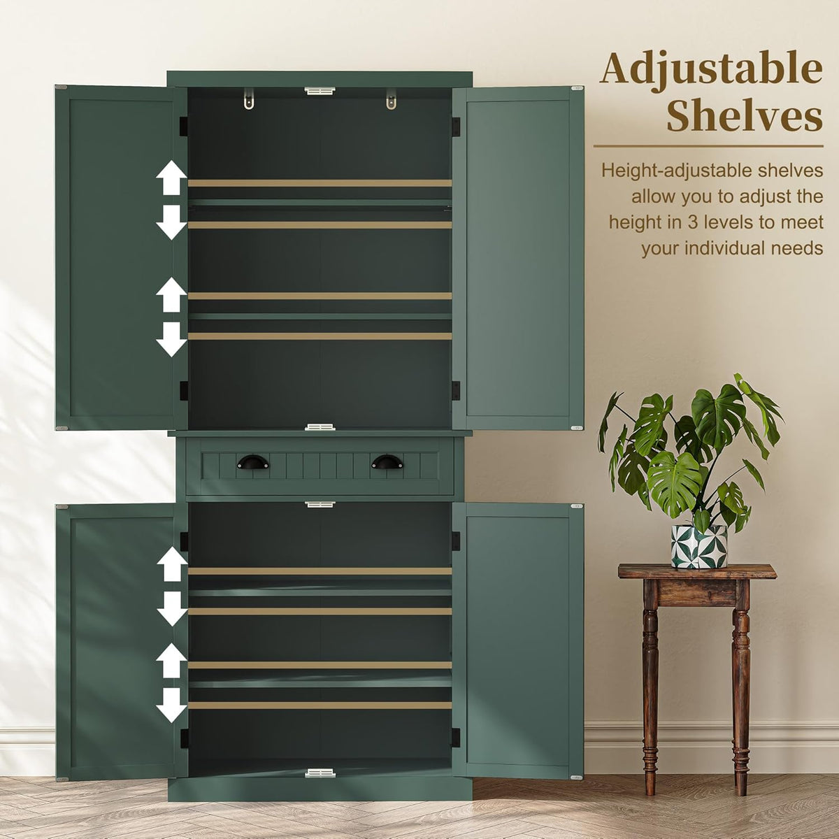 ARTPOWER 72" Tall Kitchen Pantry Storage Cabinet with Drawer and Adjustable Shelves, Pantry Cabinet