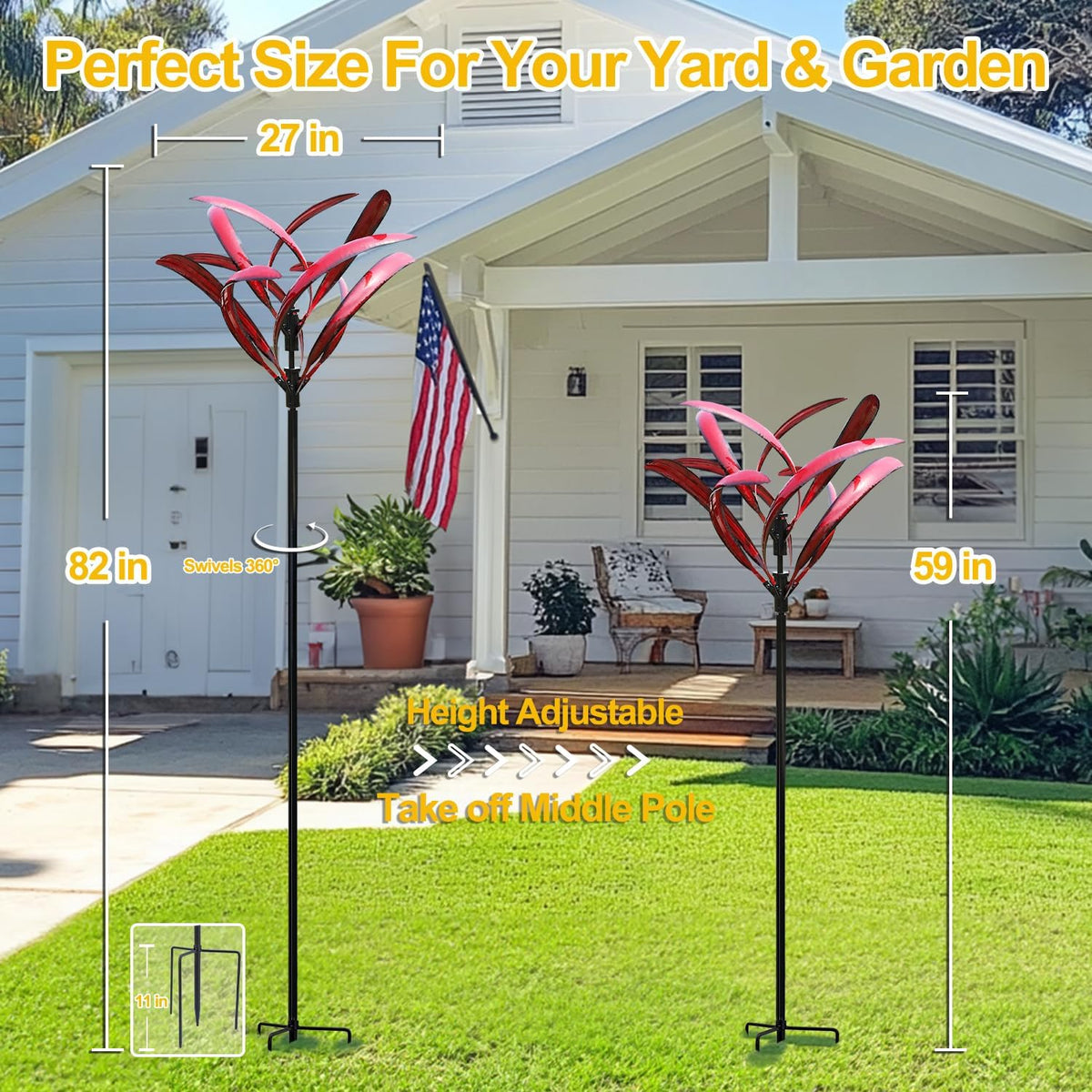 LimeHill Wind Spinner for Garden and Yard - Large Metal Kinetic Wind Sculptures Yard Art Outdoor