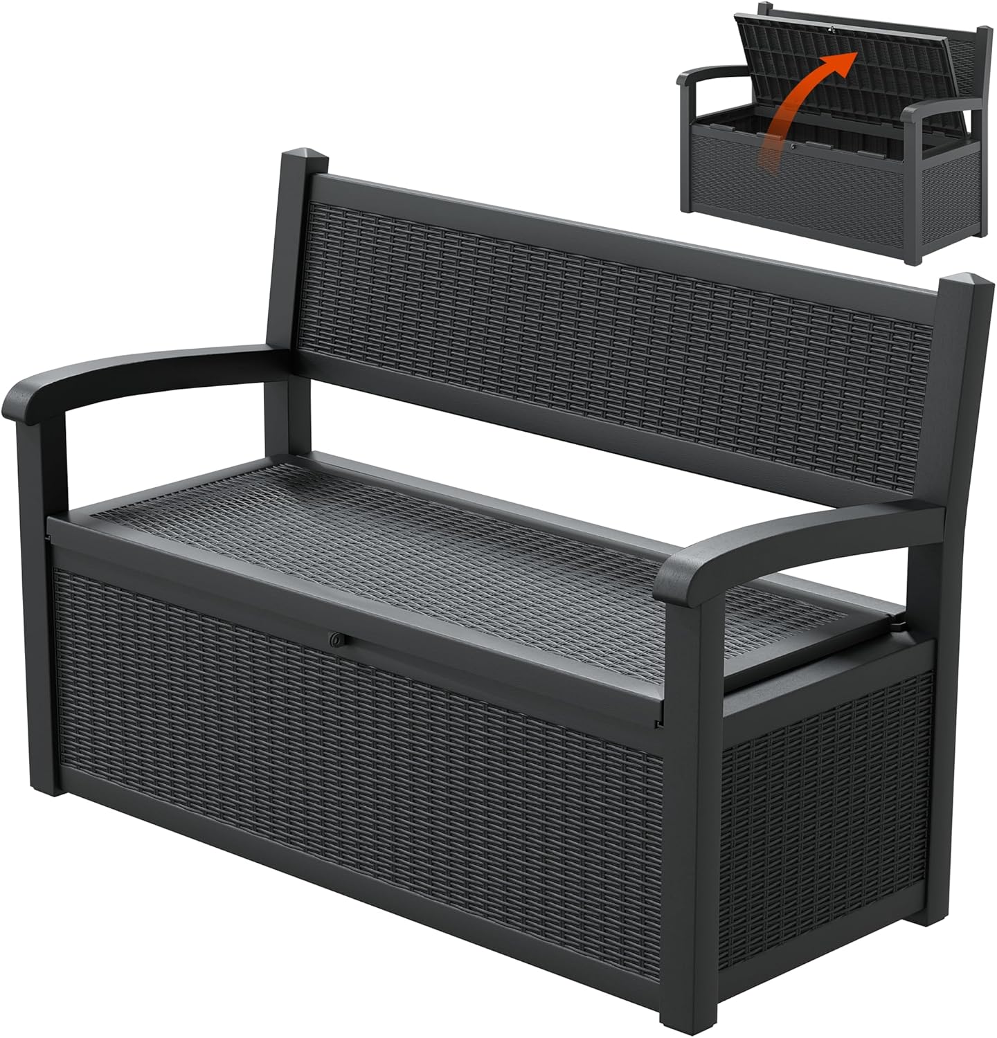 70 Gallon Lockable Outdoor Storage Bench Waterproof, Deck Box Bench for Patio, Porch, Garden