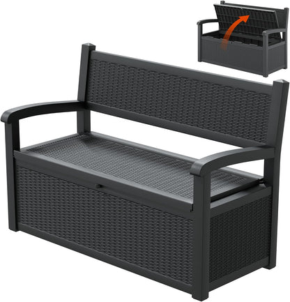 70 Gallon Lockable Outdoor Storage Bench Waterproof, Deck Box Bench for Patio, Porch, Garden