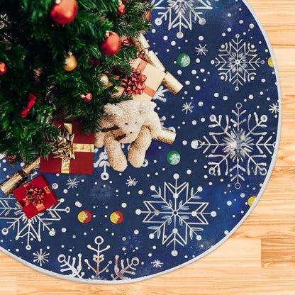 Christmas Tree Skirt, 36 Inch White Snowflakes Blue Background Xmas Tree Skirt for Christmas New