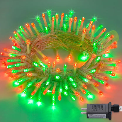 JMEXSUSS Connectable Red and Green Christmas Lights, 8 Modes 100 LED Twinkle String Lights Indoor