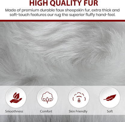 LAMBZY Faux Sheepskin Hypoallergenic Free Shape Silky Shag Rug, Luxury Shaggy Silky Plush Carpet