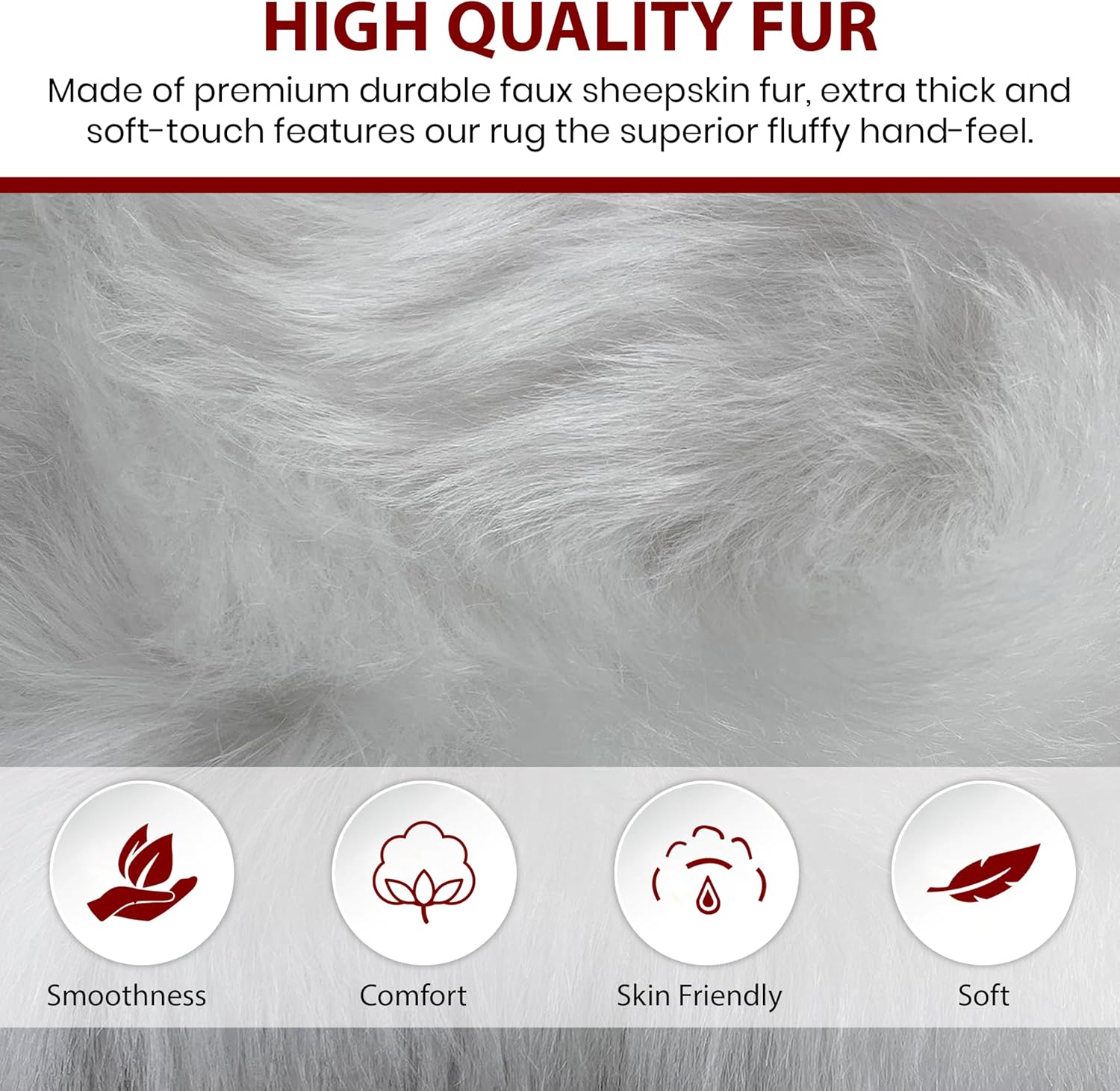 LAMBZY Faux Sheepskin Hypoallergenic Free Shape Silky Shag Rug, Luxury Shaggy Silky Plush Carpet