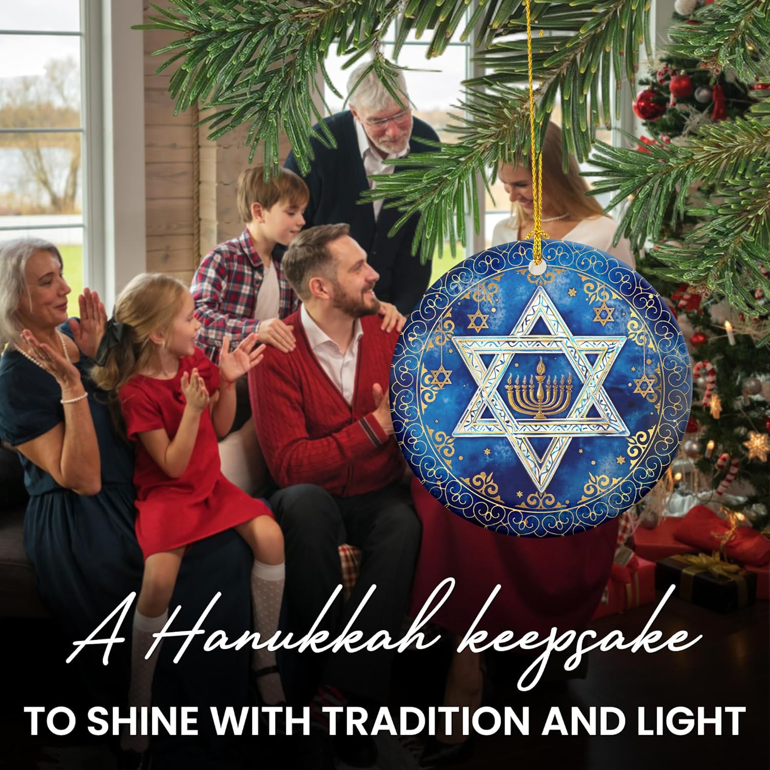 FLAGWIX Hanukkah Gifts for Men Women - Ceramic Christmas Ornaments 2025 for Tree Decorations