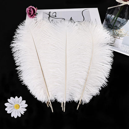 THARAHT White Ostrich Feathers 24pcs Natural Bulk 10-12Inch 25cm-30cm for Crafts Wedding Party