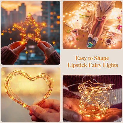 Lakumu Mini Fairy Lights Battery Operated, Twinkle Lights with Timer, Rechargeable LED String