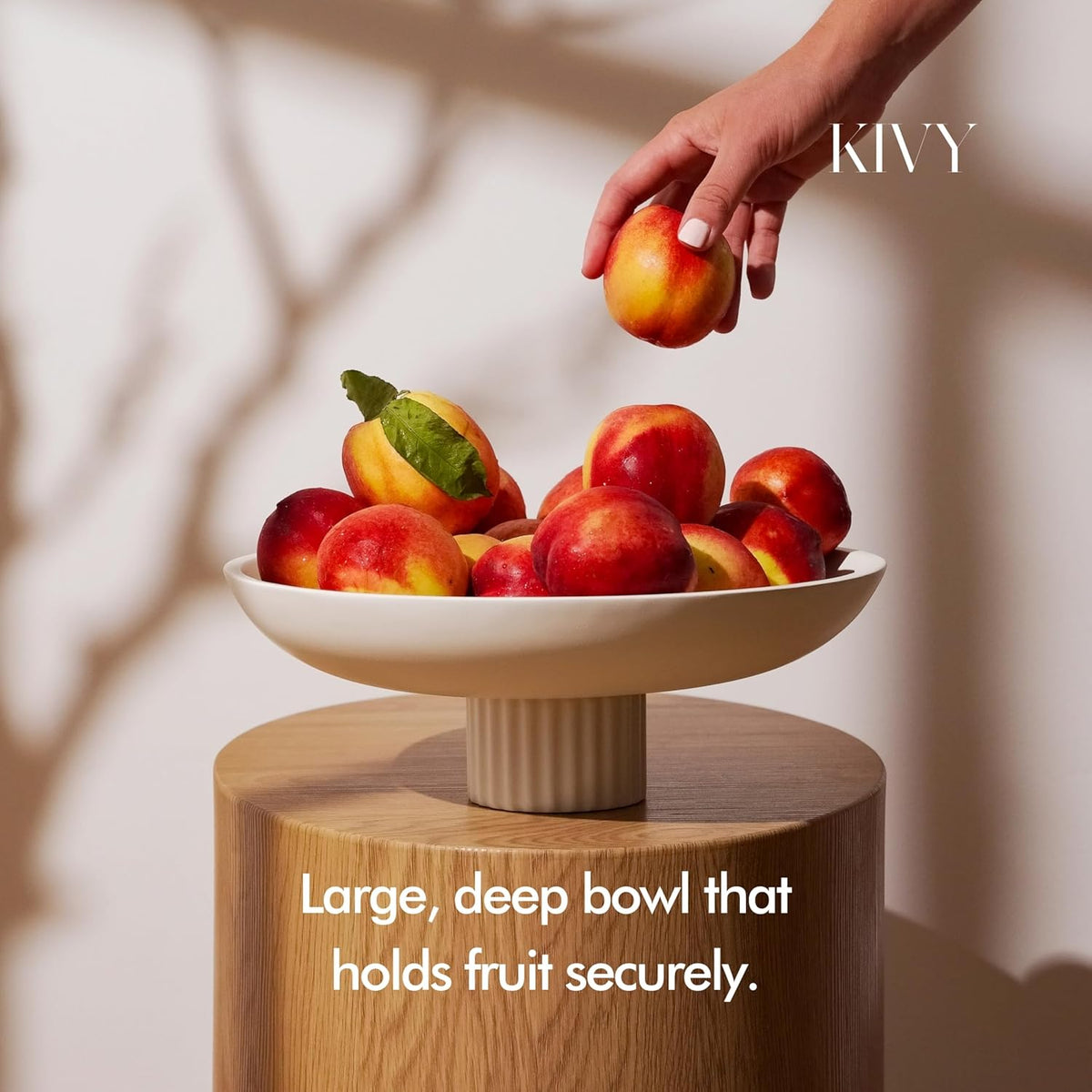 KIVY Concrete Fruit Bowl for Kitchen Counter - Large Decorative Pedestal Bowl for Home Decor