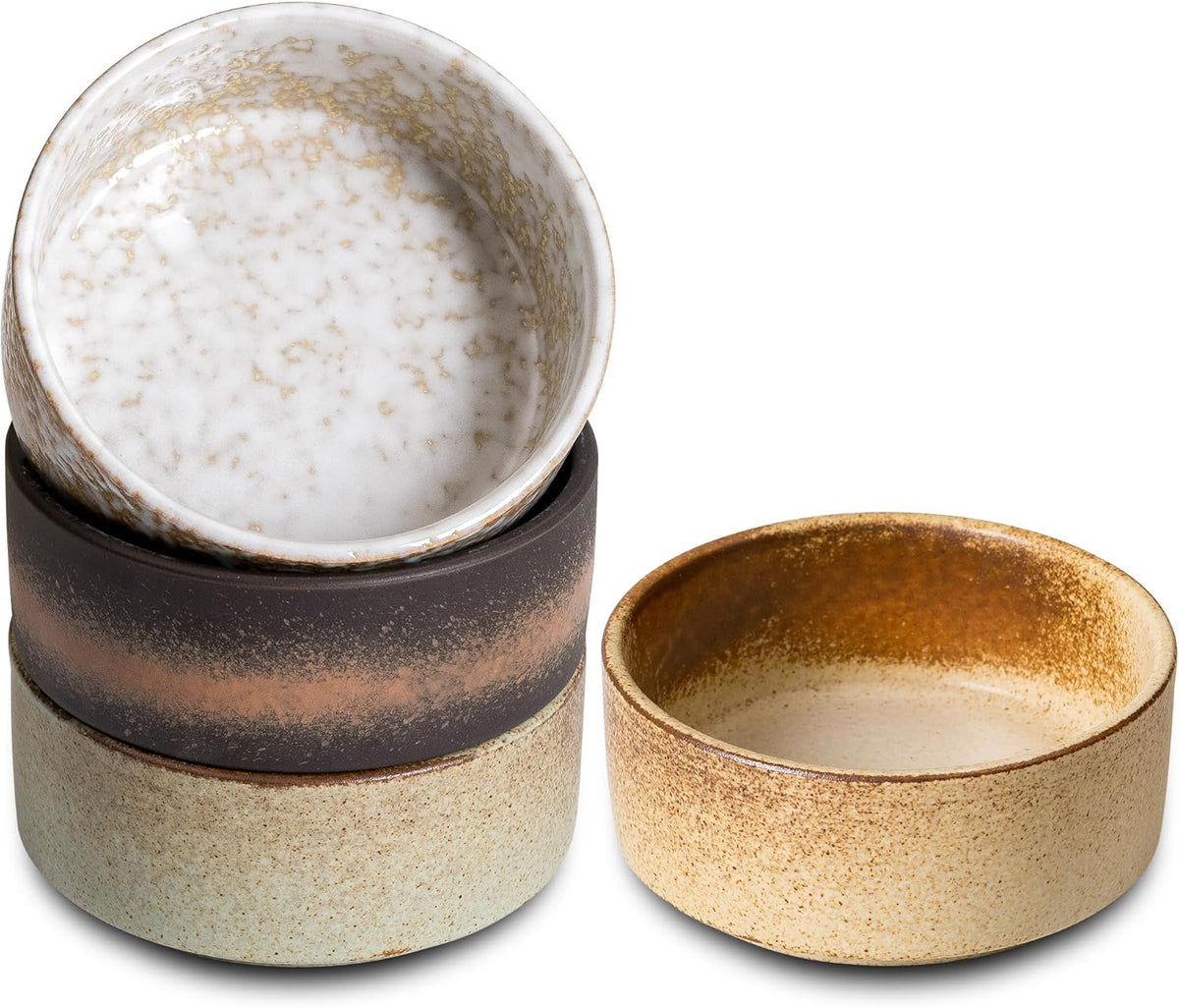 Ceramic Bowl Sets of 4, 4.5 Inches Mix Color, Small Bowls Set Farmhouse Vintage Color Bowls for