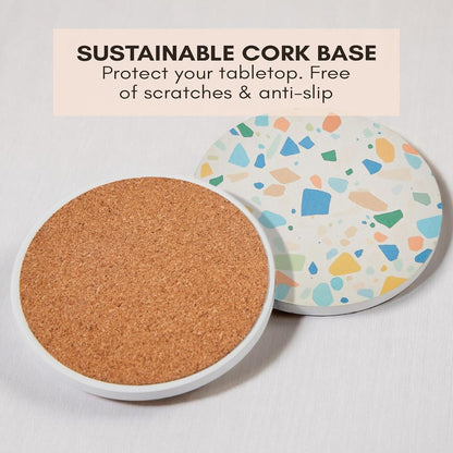 Absorbent Coaster Set of 6 with Holder, Drink Coasters for Coffee Table, Kitchen, Home Decor, Cute