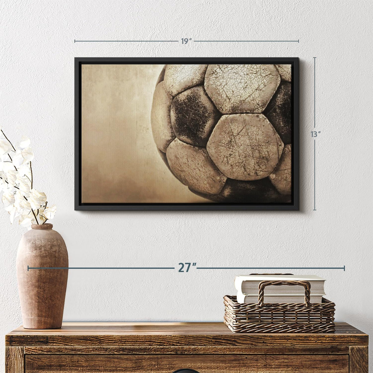 Elephant Stock Worn Soccer Ball Wall Art - Horizontal Framed Canvas - 1-Piece Living Room Wall
